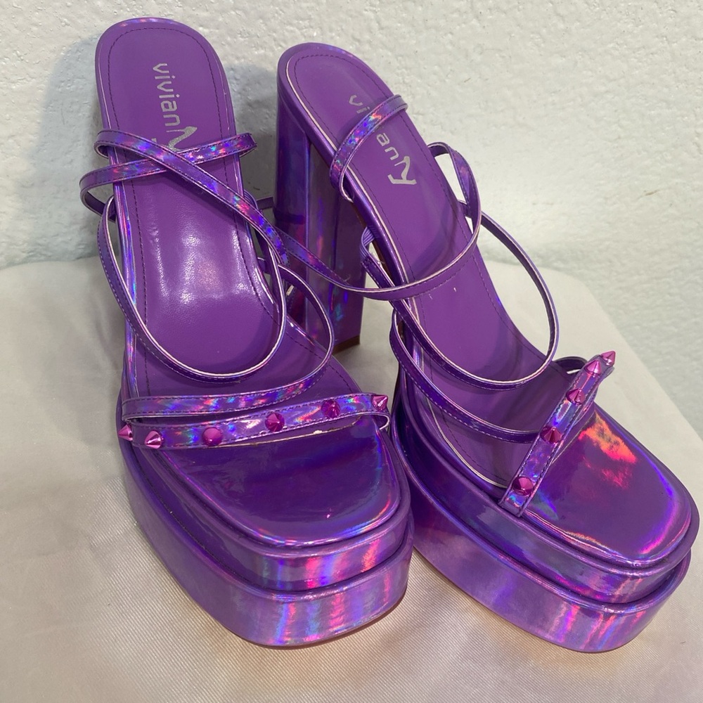 Viviana Iridescent Purple Platform Heels